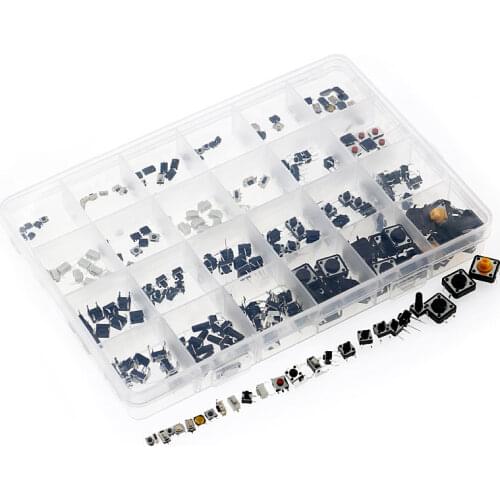 250PCS/Box Micro Switch Assorted Push Button Tact Switches Reset 25Types Mini Leaf Switch SMD DIP 2*4 3*6 4*4 6*6 Diy Kit