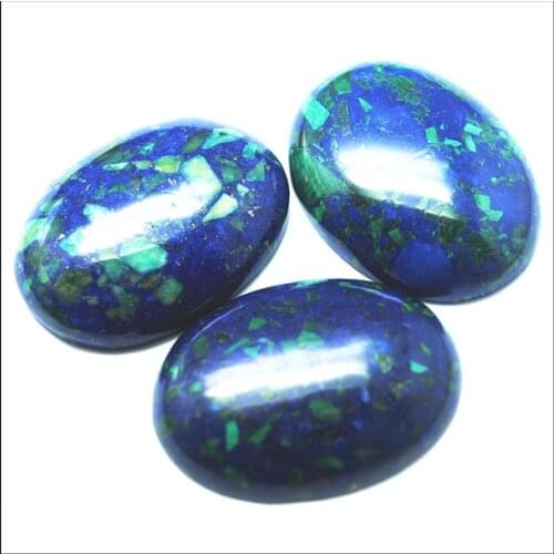 3pcs nature blue stone cabochons no hole oval shape semi precious stone cabs size 30x40mm