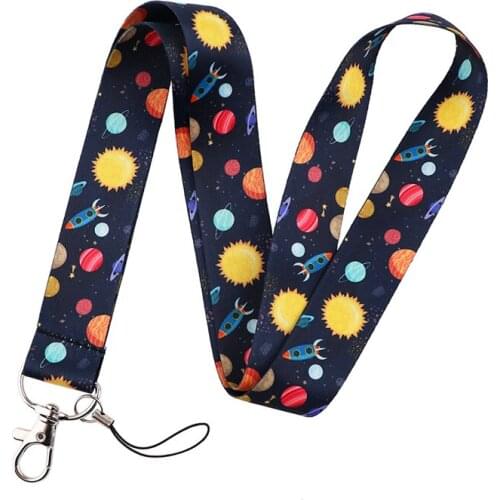 30pcs Fox Colorful Night Sky Stars Universe Lanyard Badge ID Mobile Phone Rope Key Lanyard Neck Accessories webbings ribbons