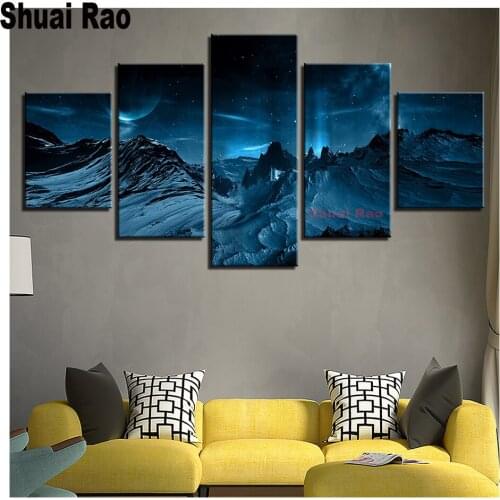 5D full square/round stones diamond embroidery 5 Panels Snow Mountain Landscape diamond painting mosaic diy needlework art