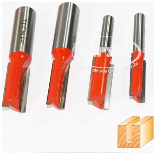 8pcs/set Dual Edges 1/4" 1/2" Shank Sharp Blade Two Flute Straight Router Bits Carbide Tipped Bearing Cutter