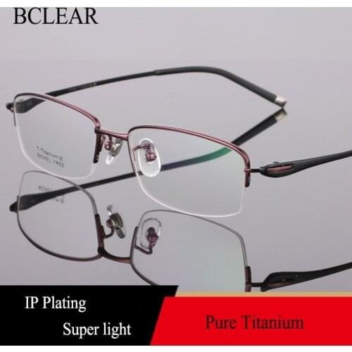 BCLEAR 2019 Men Pure Titanium Semi-rimless Eyewear Business Optical Glasses Frame Prescription Eyeglasses Half Rim New Arrival