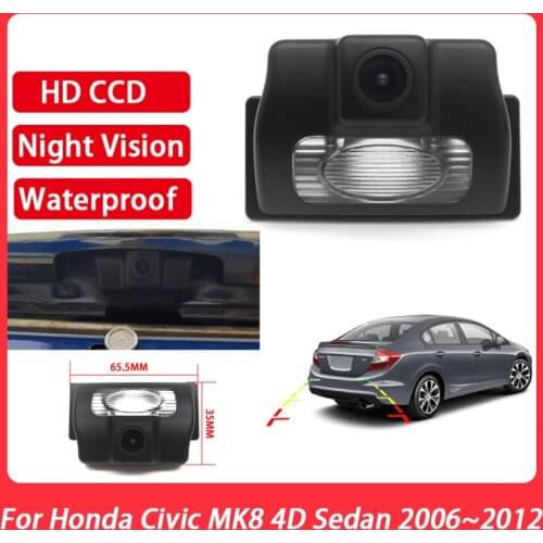 CCD HD Waterproof high quality RCA Car Backup Rear View Camera For Honda Civic MK8 4D Sedan 2006 2007 2008 2009 2010 2011 2012