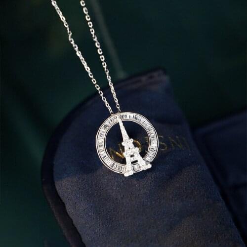 QTT 925 Sterling Silver Neck Chains Charms EiffelTower Pendant Necklace For Women Fine Jewelry Wedding Accessories