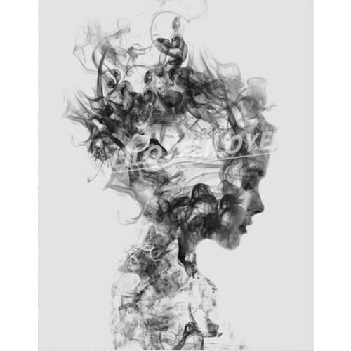 Black white wall art 5D DIY Diamond Painting Abstract girl Full Square 3D Embroidery Cross Stitch Mosaic Home Decor Gift FG1356