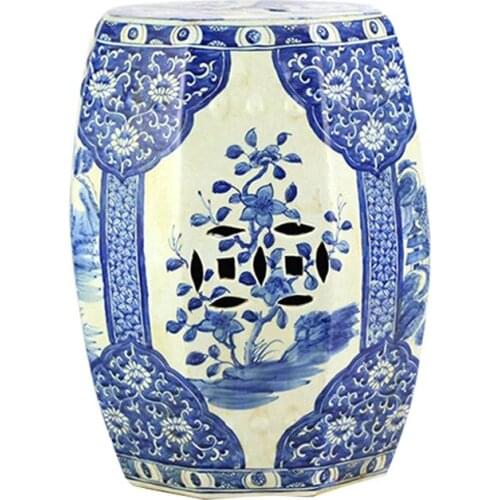 Jingdezhen Ceramic New Chinese-style Blue And White Porcelain Stool Round Dressing antique Porcelain ceramic stool