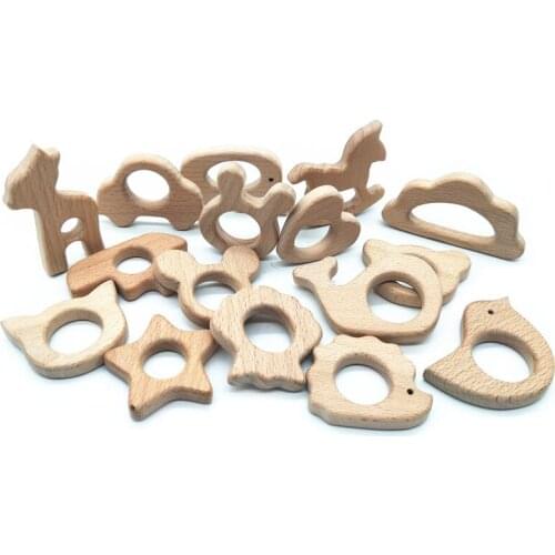 Baby Wooden Teether Food Grade Beech Teether Handmade Teether Wooden Animal Toy