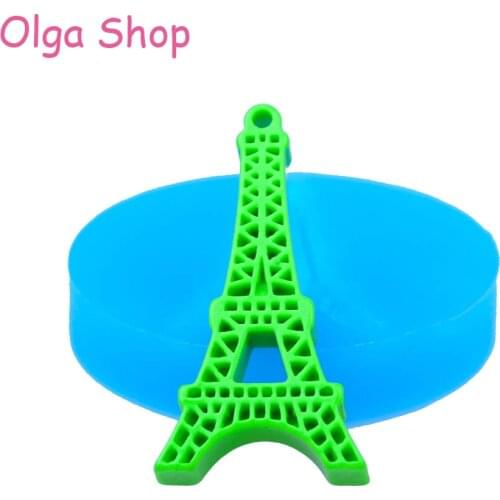 FYL176 37.7mm Eiffel Tower Pendant Silicone Push Mold - for Gum Paste, Jewellery DIY, Fondant, Resin, Chocolate, Cabochon Candy