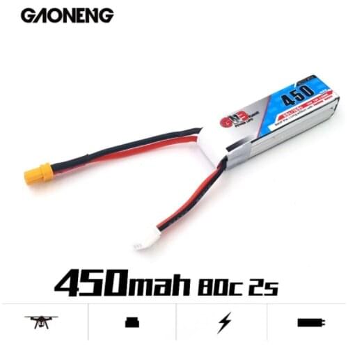 Gaoneng GNB 2S 3S 11.1V 4S 14.8V 450MAH 80C Lipo Battery XT30 Plug for RC CineBee Cine Whoop BetaFPV Quadcopter Toothpick Drone