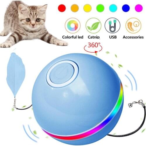 Pet Cat Toys USB Rechargeable Magic Roller Ball Smart Cat Toy LED Rolling Flash Ball Automatic Rotating Toy for Cat Dog Kids