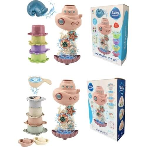 Todder Bath Shower Bathtub Toys for Kids1-3 Year Old Bathroom Waterwheel Cute Boat Cup Baby Birthday Gifts 69HE