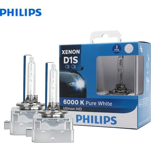 Philips D1S 6000K 35W Xenon Ultinon HID Super White Light Car Upgrade Headlights Quick Start for Car Original Lights, Pair