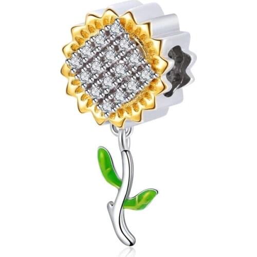 LByzHan 100% Real 925 Sterling Silver Sunflower Charms Beads Fit Original Bracelet Hot Sale 2020 New Arrival