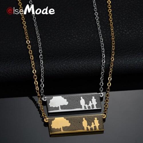 ELSEMODE Hot Sale Tree Family Love Necklace Stainless Steel Dad Mum Son Daughter Necklace Women Men Christmas Jewelry