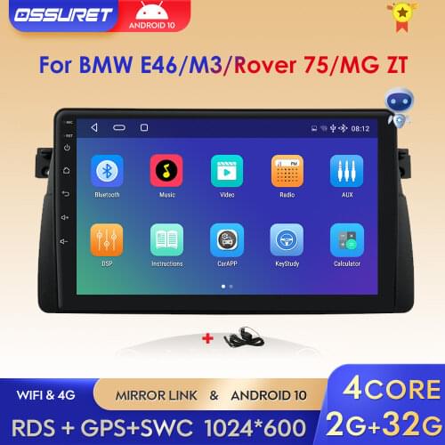 For BMW E46 M3 Coupe Convertible Rover 75 MG ZT Android10.0 Car GPS Radio Multimedia Player Wifi 4G Audio Auto Stereo BT SWC FM