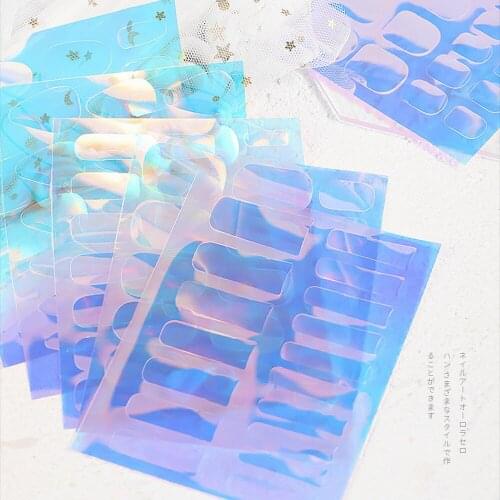 1PCS Aurora Ice Cube Nail Art Sticker 6 Shapes Laser Candy Wapper Decal Glass Paper Non-adhesive Manicure Slider Decorations #G9