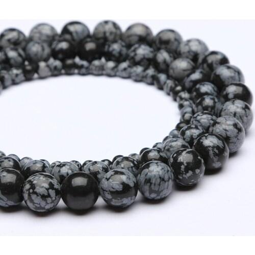 Natural Snowflake stone 4-12mm round Gemstone beads for 925 sterling silver Jewelry Making Necklace Bracelet 15inch ICNWAY