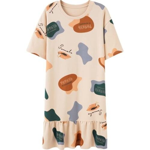 Night Dress Women Sleepwear Pijama Set Cotton Homewear Short-sleeved Nighties for Ladies Female Clothes Plus Size