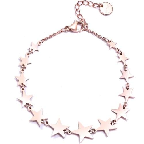 New Stainless Steel Stars Charm Bracelet For Women Silver Color Rose Gold High Quality Bracelet Fashion Jewelry Joyas de mujer