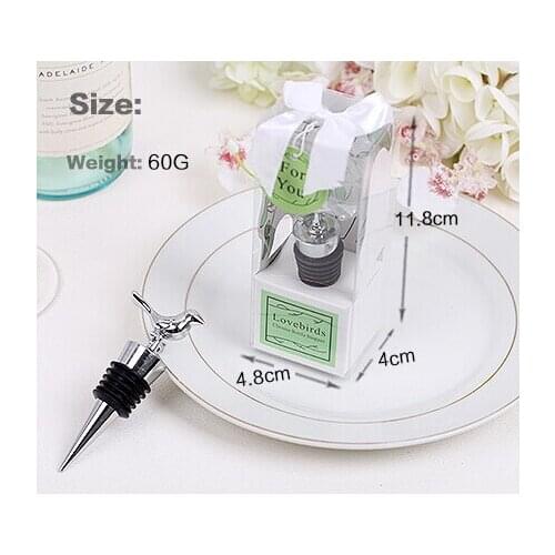 Gifts love birds red wine bottle stopper wedding box wine saver bar whiskey wine kit wine stoppers wedding favors Free shipping