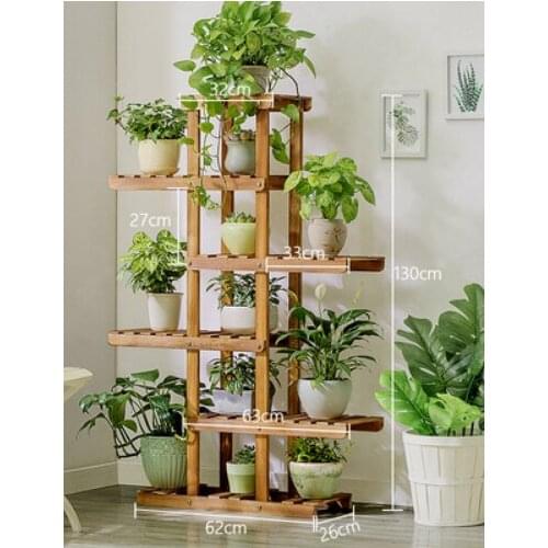Solid wood flower shelf green radish basin multi-layer floor type succulent balcony living room decoration room interior