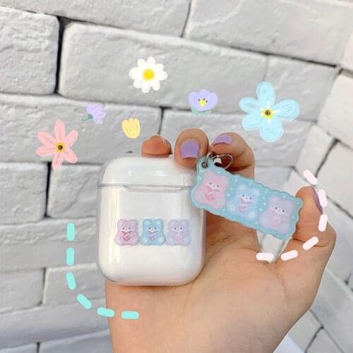 For AirPods Case Cute Bear Lovely Transparent Earphone Case For AirPods 1 2 pro airpods pro Kawaii Soft Silicone Protect Cover