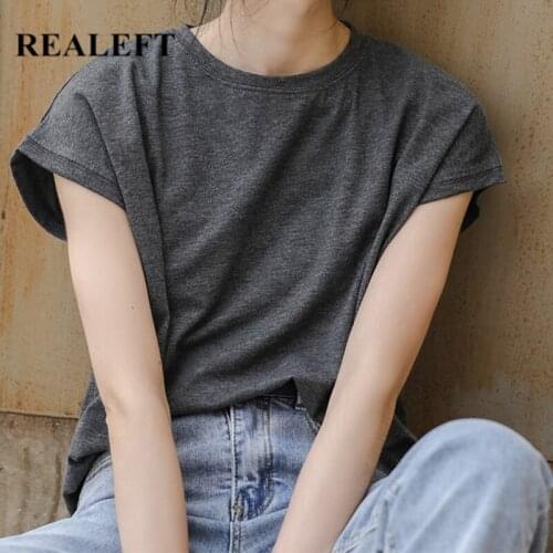REALEFT Women's Plain T-shirts