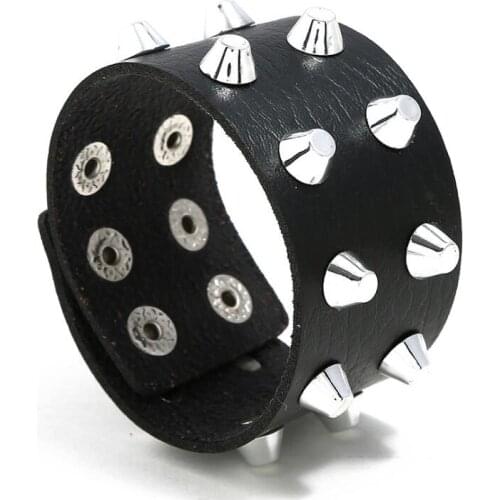 Punk Rock Men Women Rivet Stud Wide Leather Bracelet Fashion Cuff Bangle Biker Wristband Wrap Unisex Gothic Vintage Jewelry Gift