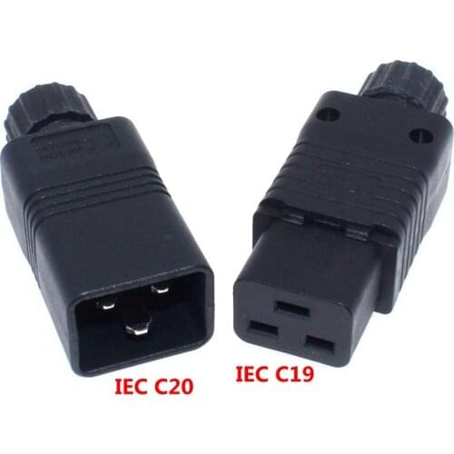 IEC 320 C20 Male Rewireable Plug With Two Locking Screws, AC Power Computer Connector Plug 15A 250V Black CE Cetificated