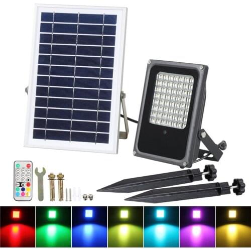 Solar Panel LED Landscape Garden Yard Path Lawn Spotlight 20 56LED Solar RGB Lamps Remote Control Outdoor Grounding Floodlight
