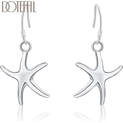 DOTEFFIL Anti-Allergic 925 Sterling Silver Starfish Earrings Personality Exquisite Wedding Engagement Woman Jewelry