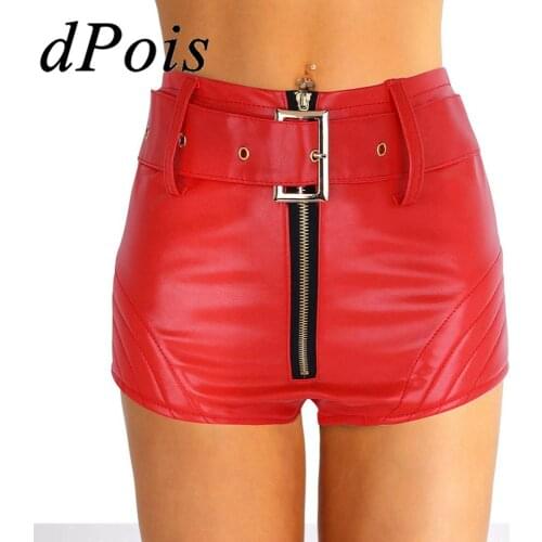 DPOIS Women Leather Booty Shorts Female Pole Stage Dance Shorts Woman Sexy Plus Size Short Pants Nightclub Performance Clothing