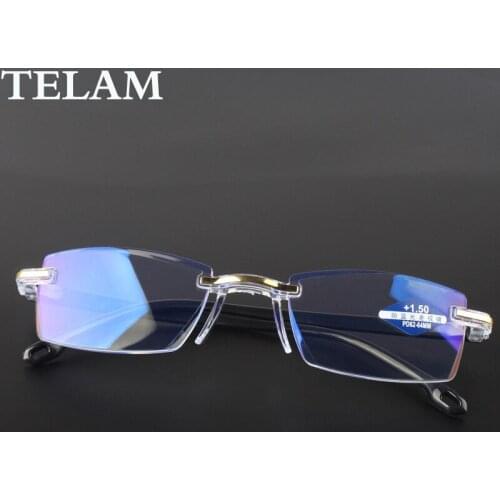 Reading glasses for women Fashionable frameless anti blue light reading glasses gold rimmed square reading glasses+4.0 +2.0 +2.5
