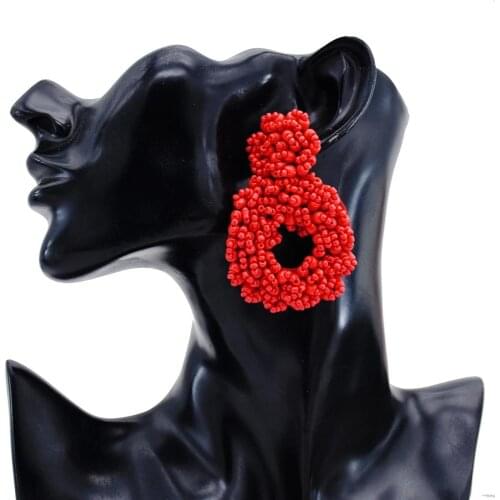 Fashion Design Handmade colorful Beaded round Drop Earrings For Women Charm Pendant Statement Dangle Earring Bohemian Jewelry