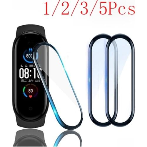 1/2/3/5Pcs New 3D Protective Glass for Xiaomi Mi Band 5 Screen Protector for Miband 5 Smart Watchband band 5 Soft Film