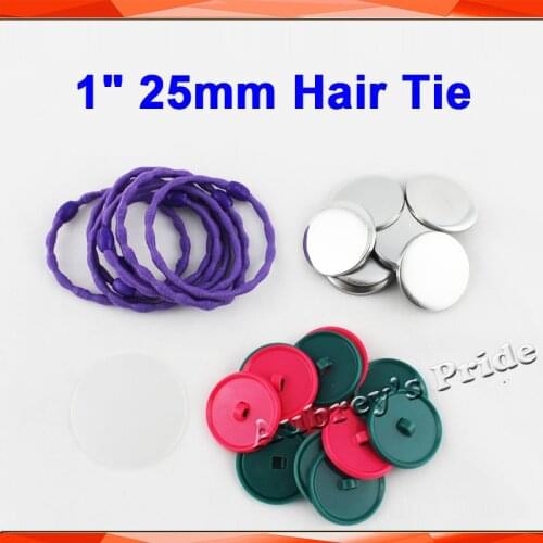 1" 25mm 100 Sets Hair Tie Button Supply Materials for NEW Professional Badge Button Maker