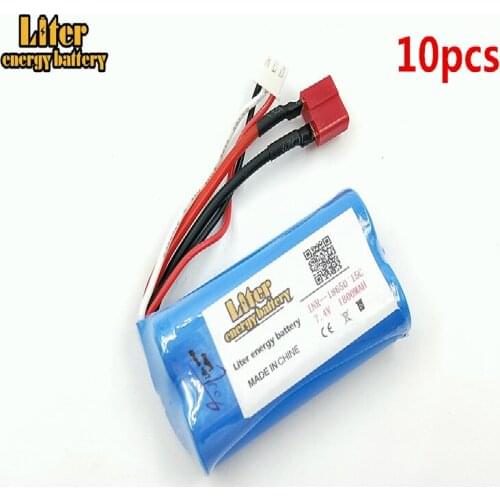 10pcs 7.4 V 1800 mAh model aircraft Helicopter high-discharge 15c 18650 2S 12428 RC Car 7.4V lithium batteries