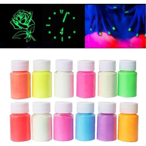 12 Color Luminous Resin Pigment Kit Glow In the Dark Powder Pigment Colorant Dye Fluorescent Resin Jewelry Making Tools