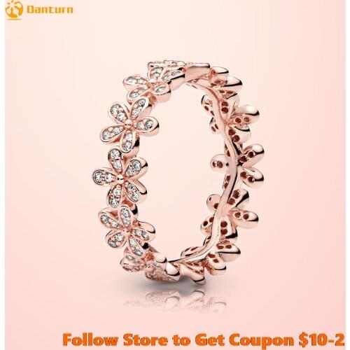 925 Sterling Silver Women Rings Flower Ring Rose Color Rings for Women Anniversary Jewelry