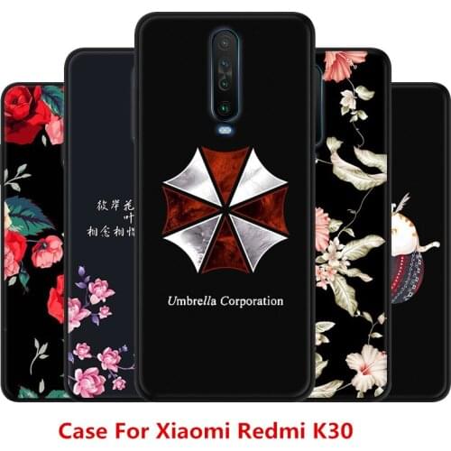 Cartoon Red Dress Girl Case For Xiaomi Redmi K30,TPU Painted Mobile Phone Shell Lovely Color Painting Case.18 Colors