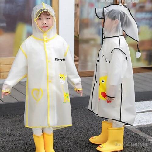 80cm to 140cm2-12 year old kids EVA dinosaur cartoon animal raincoat cute children poncho household items school bag rain gear