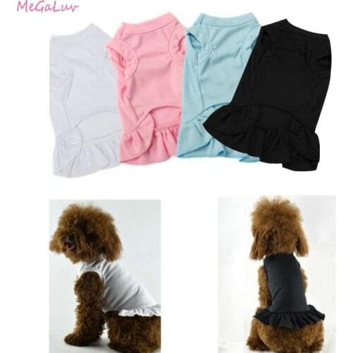 Breatheable Ruffle Dress Dog Clothes Soft Vest Skirt Pet Cat Cloth Costume Spring and Summer Solid Color Dog Dress For Chihuahua