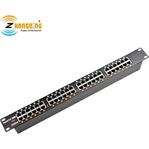 Gigabit 24 Port PoE Injector LED Indicator Patch Panel with load balancing work for IP Camera, MikroTik, Ubiquiti, 802.3af POE