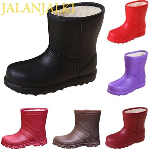 JALANJALKI Winter Women Ankle Boots Warm Fur Plush Down Waterproof Black Snow Shoes Female Botas Mujer Casual Non-slip Girl Shoe