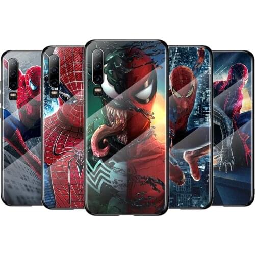 Cool Marvel Spider Man For Huawei P40 P30 P20 P10 Pro Plus Lite 5G 2019 Tempered Glass Cover Shell Luxury Phone Case