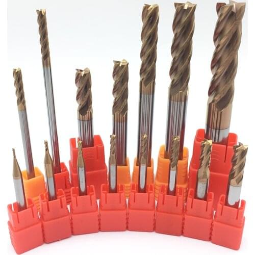 End Mill 1PCS HRC60 4Flute 1.0MM-12.0MM Alloy Coating Flat Bottom Four Blade CNC Lathe Tungsten Steel solide Carbide Endmills