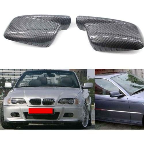 L&R Wing Door Rearview Mirror carbon Fiber Style Cover Cap Shell For BMW E46 -2Door E65 E66 E67 7-Series 51167074235 51167074236