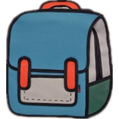 Fashion Comics 2D Stereo Bag 3D Backpack For Girl, Men Creative Patchwork Color Backpack