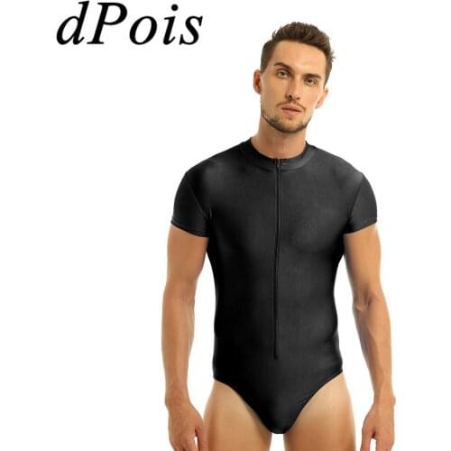 Men One Piece High Cut Thong Ballet Dance Gymnastics Leotard Bodysuit Homme Body Suit Mens Zipper Bodystocking Swimwear Swimsuit