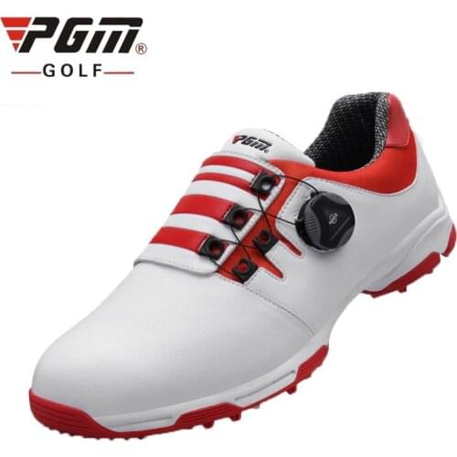Pgm Mens Patent Golf Shoes Waterproof Breathable Non-Slip Golf Shoes For Men Knobs Buckle Athletics Trainers Size D0472